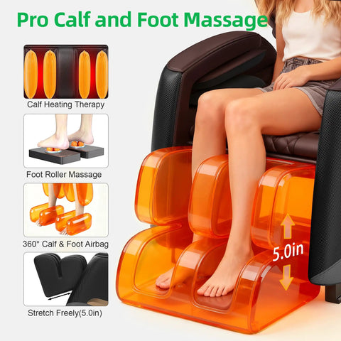 Zero Gravity Full Body Massage Chair With Upgraded 10 Roller Shiatsu System For Deeper Tissue Kneading showcasing foot massage feature