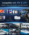 Upgrade Your Daily Whip With This Four Port 12V USB Car Charger Featuring Bright LED Voltmeter And Dual PD30W QC18W Fast Charging Ports Crafted From Rugged Aluminum Alloy For Every Cruiser Setup, compatible with various devices.