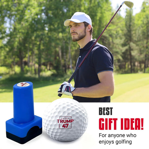 Trump Themed Golf Ball Stamp For Men Easy To Use Hilarious Mark On Balls Patriotic USA Golfer Gift with marker and golf ball