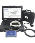 All In One Heavy Duty Engine Diagnostic Kit With Diagmaster Software, Cables, And Parts Manual, displayed with a laptop