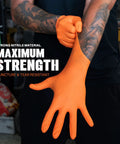 Ultra Thick 8 Mil Orange Nitrile Gloves With 3D Raised Diamond Texture Latex Free And Powder Free For Industrial And Mechanic Jobs Heavy Duty Grip For Tough Jobs Size X Large Pack Of 10
