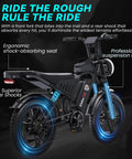 Adult Fat Tire Electric Bike With Fast Speed, NFC Password Unlock And Big Color LCD Screen For Street Riding And Off Road Adventure All Day, front view