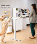 Smooth Electric Adjustable Standing Desk For Home Office Crafted With Heavy Duty Steel Frame, dual motor lift in use.