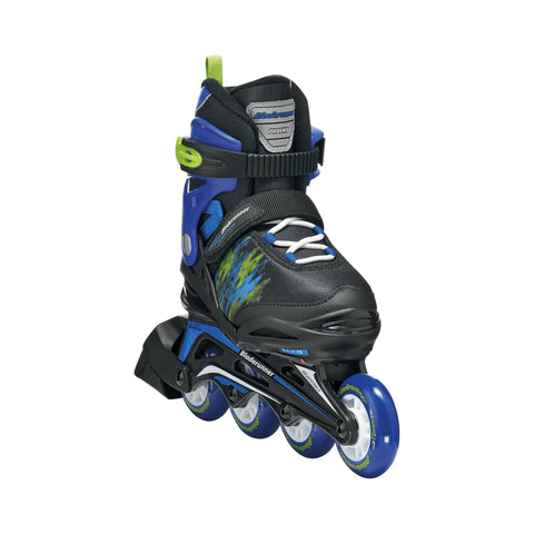 Four Size Adjustable Fitness Inline Skates For Juniors Black And Blue With Cushioned Liner And Tongue For Secure Fit Built For Young Rippers Durable Frame Ideal For Training Practice And Recreational Skating
