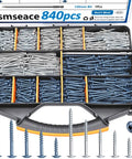 All In One Pocket Hole Screws Set For DIY Woodworking, 840Pcs, Blue And Zinc Coated, Square Drive with 150mm Bit, in case