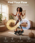 Woman using Smooth 3D Motion Rocking Stepper For Home Workouts Hits Different With Side To Side Action in a cozy living room.