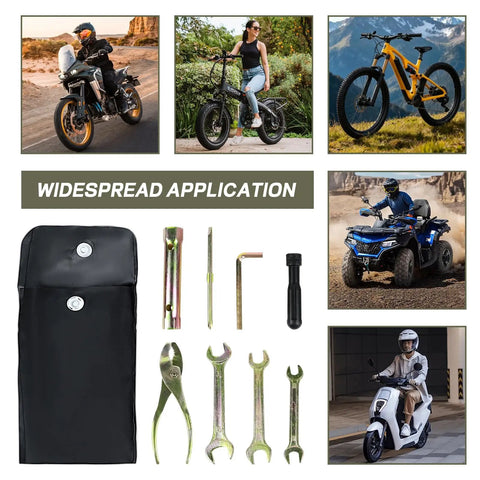 8 Piece Motorcycle Repair Tool Kit With Pliers, Double Head Spark Plug Socket, Screwdrivers, Wrenches, Portable Set and Storage Bag