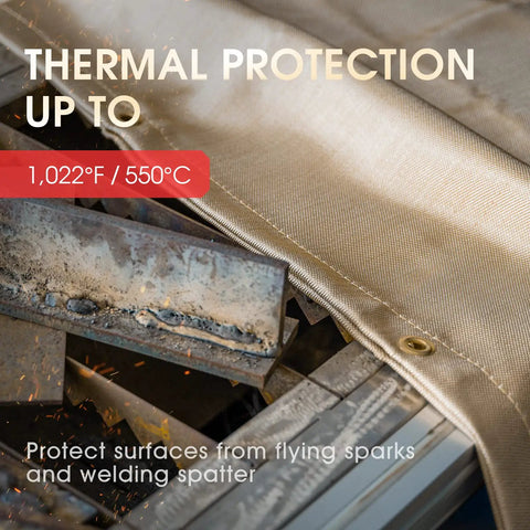 Heavy Duty Fiberglass Welding Blanket 2 Pack 4x6Ft Fireproof Insulation Mat One Third Inch Thick With Grommets For Welding And Grillin Heat Shield And Thermal Barrier providing thermal protection up to 1022°F