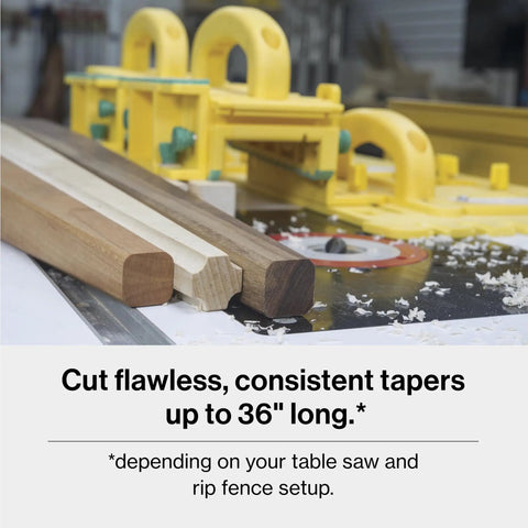 Slick Microdial Tapering Jig For Hella Precise Table Saw And Band Saw Angles With Smooth Adjustments, showcasing wood pieces ready for tapering.