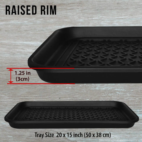 Two Pack Boot Tray Organizer For Shoes And Boots 20 By 15 Inches Heavy Duty Flex Plastic With Contoured Inner Reinforcement