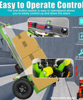 Electric Stair Climbing Hand Truck Dolly with secure belt and control panel, moving boxes on stairs, 880 lb capacity