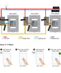 Modern Tempered Glass Wall Switch 3 Way Touch Panel With LED Indicator No Neutral Wire Required Single Live Wire Easy Install Retrofit Ready For Older Homes White 1 Gang 3 Way wiring diagram