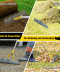 2 In 1 Thatch Rake And Leaf Rake Stainless Steel Lawn Dethatcher With 19 Tines And 15 Inch Wide Head used for various yard tasks