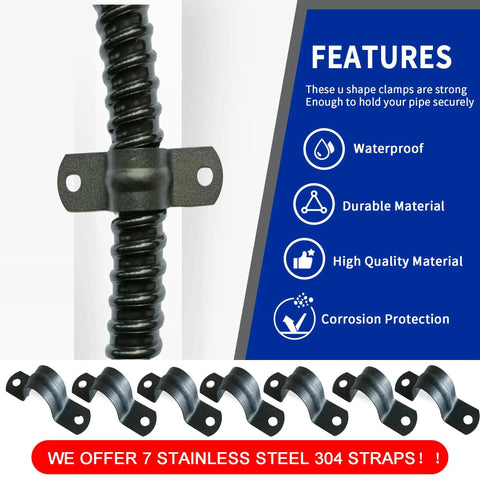 1/2 Inch Diameter 25 Foot Black Extra Flexible PVC Electrical Conduit Kit with 7 Straps for Secure Installation