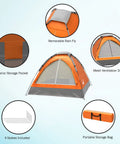 Two Person Camping Tent With Rain Fly And Carry Bag Ultra Lightweight And Compact Outdoor Shelter shown with features