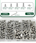 Rock Solid M6 T Slot Bolts And Nuts Hardware Bundle For 3030 3060 Aluminum Extrusion Rails Featuring Premium Hex Socket Fasteners Plus Easy Grip Wrench; 120pc mixed T nuts and bolts kit.