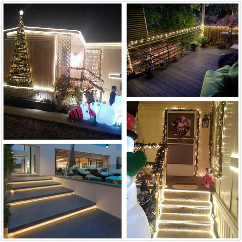 LED Rope Lights 100ft Outdoor Waterproof String Lights For Eaves Yards And Garden Easy Setup For Christmas Decor