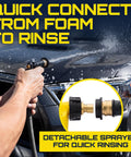 Car Wash Foam Gun And Foam Cannon For Garden Hose Scratch Free Suds Sprayer For Hassle Free Home Wash in use on car.