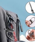 Infinity Lighter With Multitool Keychain Bottle Opener attached to backpack, showing features for outdoor survival.