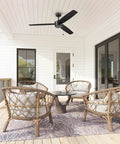 52 Inch Indoor Outdoor Ceiling Fan Without Light With Pull Chain Dual Mount For Big Spaces Matte Black Finish on porch