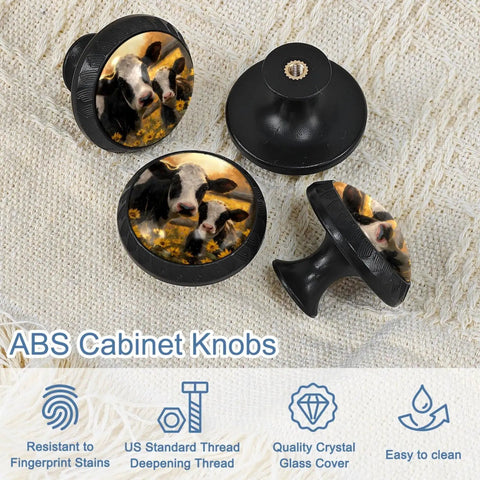 Knockout Style Vintage Cow Crystal Glass Cabinet Knobs And Heavy Duty Drawer Pulls With Stainless Steel Mounting Hardware For Dressers Wardrobes 4 Pack Solid Setup To Freshen Your Kitchen Spot on textured surface.