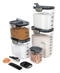 Clear Plastic Airtight Food Storage Canister Set For Flour And Sugar With Magnetic Accessories, Easy Kitchen Organization, Grey 9 Piece