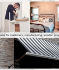 Collage showing product installation: man using tools, a bedroom setup, an outdoor awning; suitable for various projects.