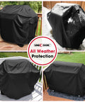 Black 70 Inch Outdoor Grill Cover Heavy Duty Waterproof Protector For Gas Grills All Weather Fade Resistant, on four grills