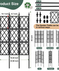 5.25 Foot Black Metal Garden Trellis Fence For Climbing Plants Outdoor Lattice Wall Frame DIY grid size illustration