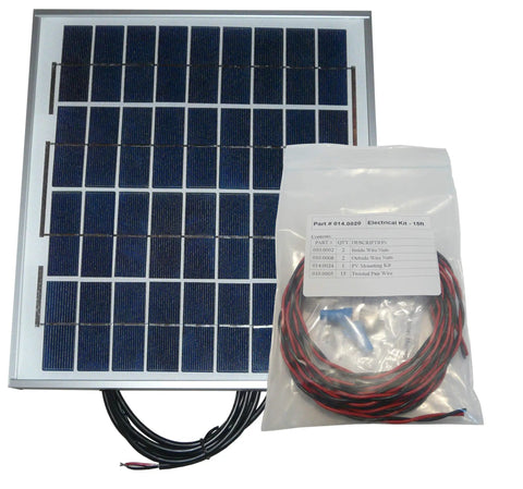 Dual Panel Freeze Protected Hybrid Solar Water Heater Kit Single Row Installation includes 25W PV panel and electrical kit components.