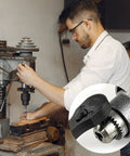 Man using Sunny 3 In 1 Ratchet Drill Chuck Key Spanner Wrench With Magnetic Tip on drill press for tightening.