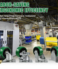 Built Tough 3 Inch Polyurethane Heavy Duty Casters Roll Smooth Swivel Wheels Hold 700 Lbs Zero Scratch Marks On Industrial Floors Made For Utility Carts And Workbenches Set Of Two showcased in a factory setting.