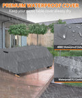 Waterproof Picnic Table Cover for 6 ft bench set with all-weather gray protector in rain, showing waterproof oxford material detail
