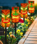 4 Pack Solar Tiki Light Decor Waterproof Tiki Statues For Outdoor Hawaiian Party Luau Birthday Party Tropical Bar Christmas Garden Yard Decor Cute For Lawn Ambience