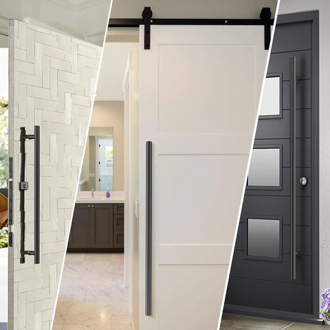 71-Inch Double-Sided Push Pull Door Handle in Matte Black SUS304 Stainless Steel, Built Tough Heavy-Duty Ladder Pull for Commercial Glass, Residential Wood Barn and Metal Doors, 1800 x 38mm on glass, wood, and metal doors