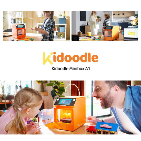 Kid Safe Mini 3D Printer with Enclosed Design, One Click Printing, WiFi and App Control in a family setting.