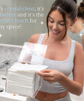 No Fuss Clear Acrylic Storage Box For Towels And Towelettes Countertop Dispenser Bin showcases towels, 6.6 x 6.1 x 5.9 in, on a bathroom countertop.