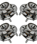Front And Rear Wheel Bearing Hub Assembly 5 Lug Direct Fit Replacement For 2010 2017 Buick Lacrosse Regal Cadillac XTS Malibu Impala With Encoder ABS 3 Bolt Triangular Flange 513288, set of 4