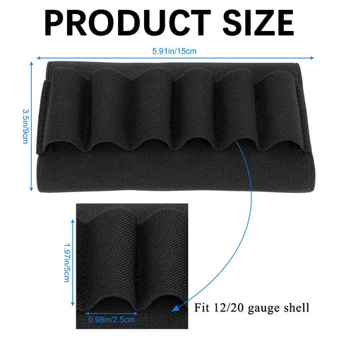 8 Round Tactical Shotgun Shell Holder for Buttstock 12 Gauge 20 Gauge Ammo Carrier with Eight Hole Design size chart