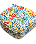 Outdoor Indoor Chair Cushions With Ties 16 By 17 Inch Patio Seat Pads Paisley Multi All Weather Polyester Sponge Filled Core For All Day Comfy Set Of 2 For Patio Garden Home Office Decor