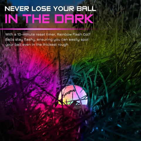 Multicolor Flashing LED Golf Balls For Night Golfing Glow In The Dark With 7 Color Modes ball in grass at night