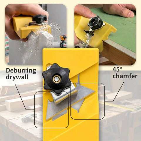 Multi Function Drywall Chamfer Tool With 10 Blades Hand Plane For Gypsum Board Edge Trimming Rasp And V Edge Chamfer Plasterboard Cutter For Woodworkers Workhorse Pro Grade Finish yellow tool for 45° drywall deburring