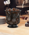 Barista Approved Large Capacity Coffee Pod Holder for K Cups and Nespresso Vertuo Pods on kitchen counter, mesh design.