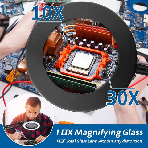 Floor Magnifying Glass With Light And Stand 72 LED Large Magnifying Lamp 10X To 30X HD Magnification for electronics work