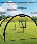 Upgraded 22 Foot By 12 Foot By 8 Foot Baseball And Softball Batting Cage Net With Pitching Machine Hole, 4 Ply Anti Tear Netting