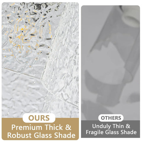BOKUNOFU Glass Pendant Light Kitchen Island showing premium thick glass shade compared to thinner options.