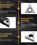 Three Eighths Inch Indexable Carbide Turning Inserts Holder Set for Machining Lathes, precision angle and high quality material display