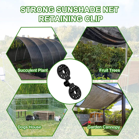 Heavy Duty Windproof Shade Cloth Plastic Clips 50 Pack for greenhouse, patio sunshade, and garden netting secure