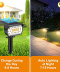 8 Pack Solar Powered Spot Lights Outdoor With 76 LED For 700 Lumens Warm White, IP65 Waterproof, daytime charging, night lighting
