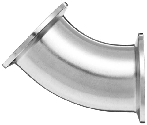 Beefy Stainless Steel 304 Sanitary Fitting 45 Degree Clamp Elbow For One And Half Inch Tube OD shown sideways